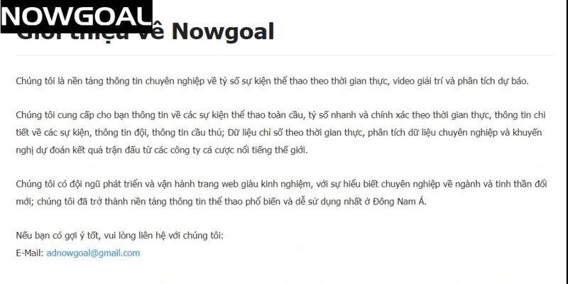 Nowgoal lấy dữ liệu từ các công ty thống kê thể thao hàng đầu