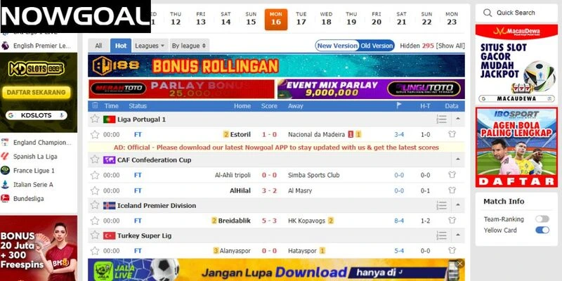 Lịch thi đấu ở nhiều đấu trường từ Nowgoal Lịch thi đấu ở nhiều đấu trường từ Nowgoal